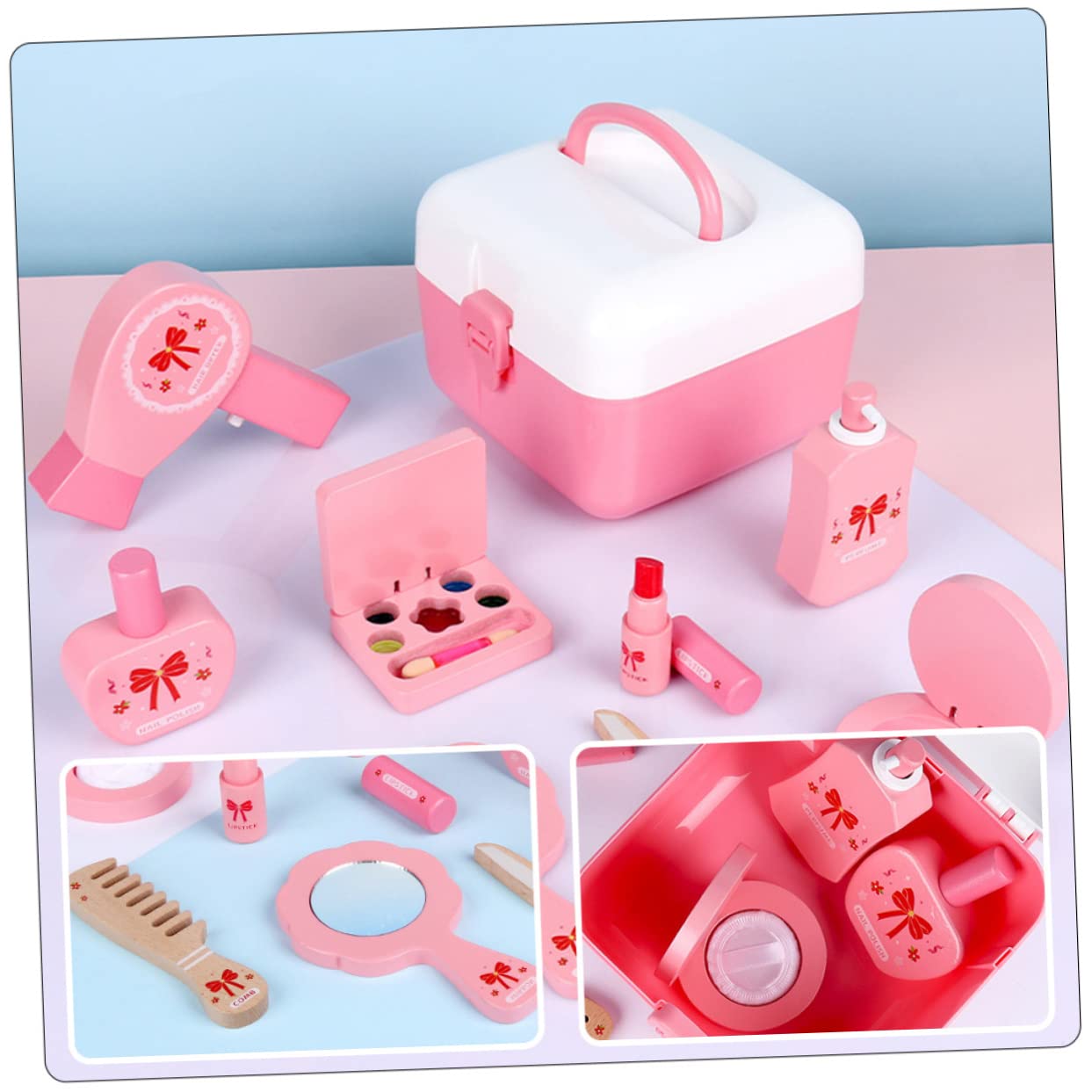 UPKOCH Kit Trucco Bambine Cosmetico Resistente Interattivo Ruolo Casa Materiale Solubile Sicuro e Lavabile con Accessori Completi per Stimolare Creatività e