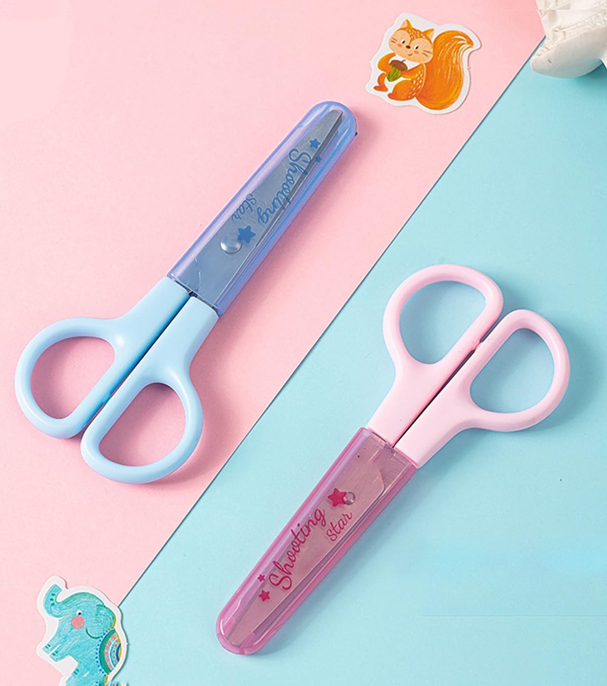 1 Pc Craft Scissor for Kids with Safety Cover | Blunt Tip Universal Scissors for School & Home Use (Blue)