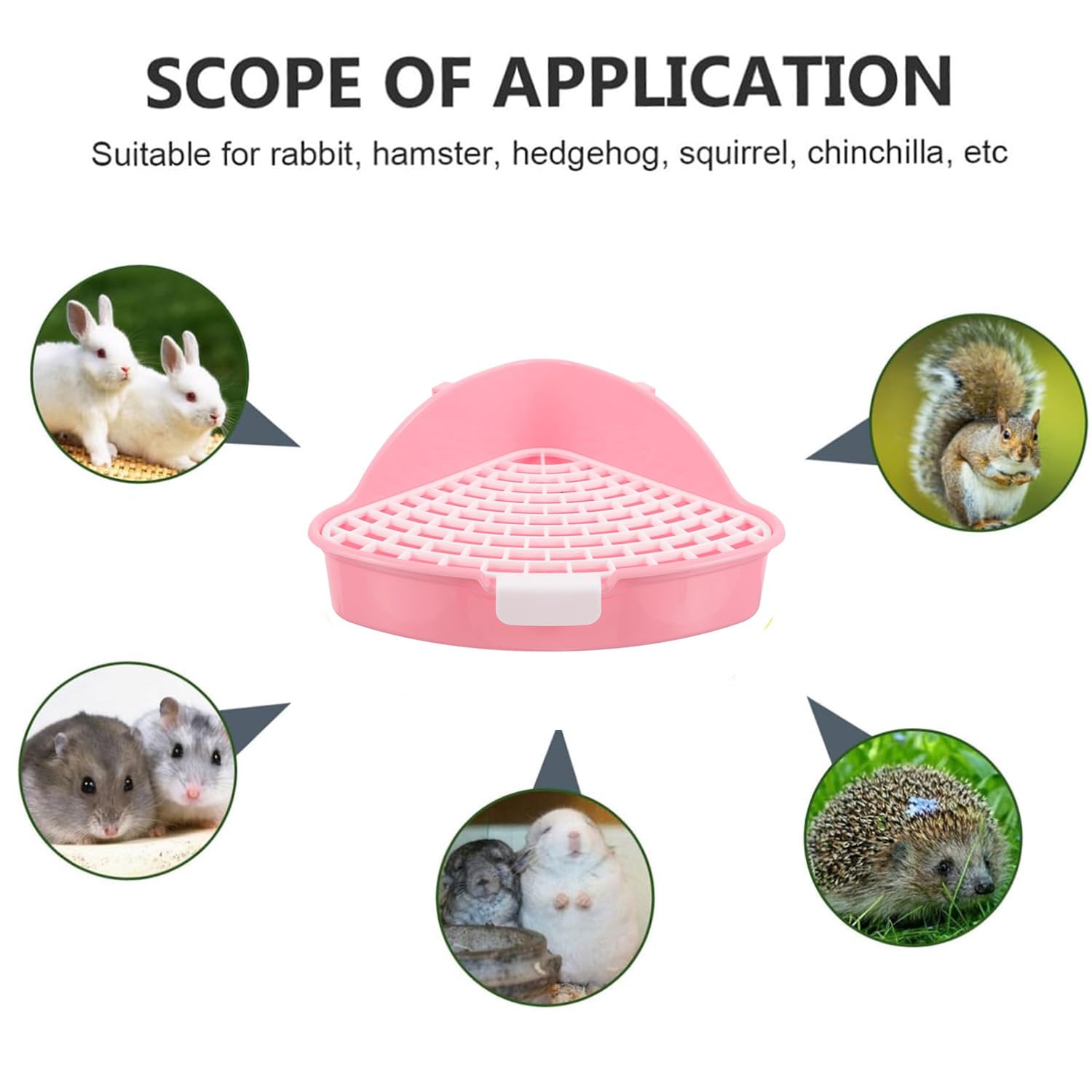 MEISO Toilette per Coniglio, Toilette per Animali Domestici, Vasino Addestrativo per Criceti, Toilette per Animali di Piccola Taglia di Triangolo per Coniglietti, Cincillà, Cavia (Rosa)