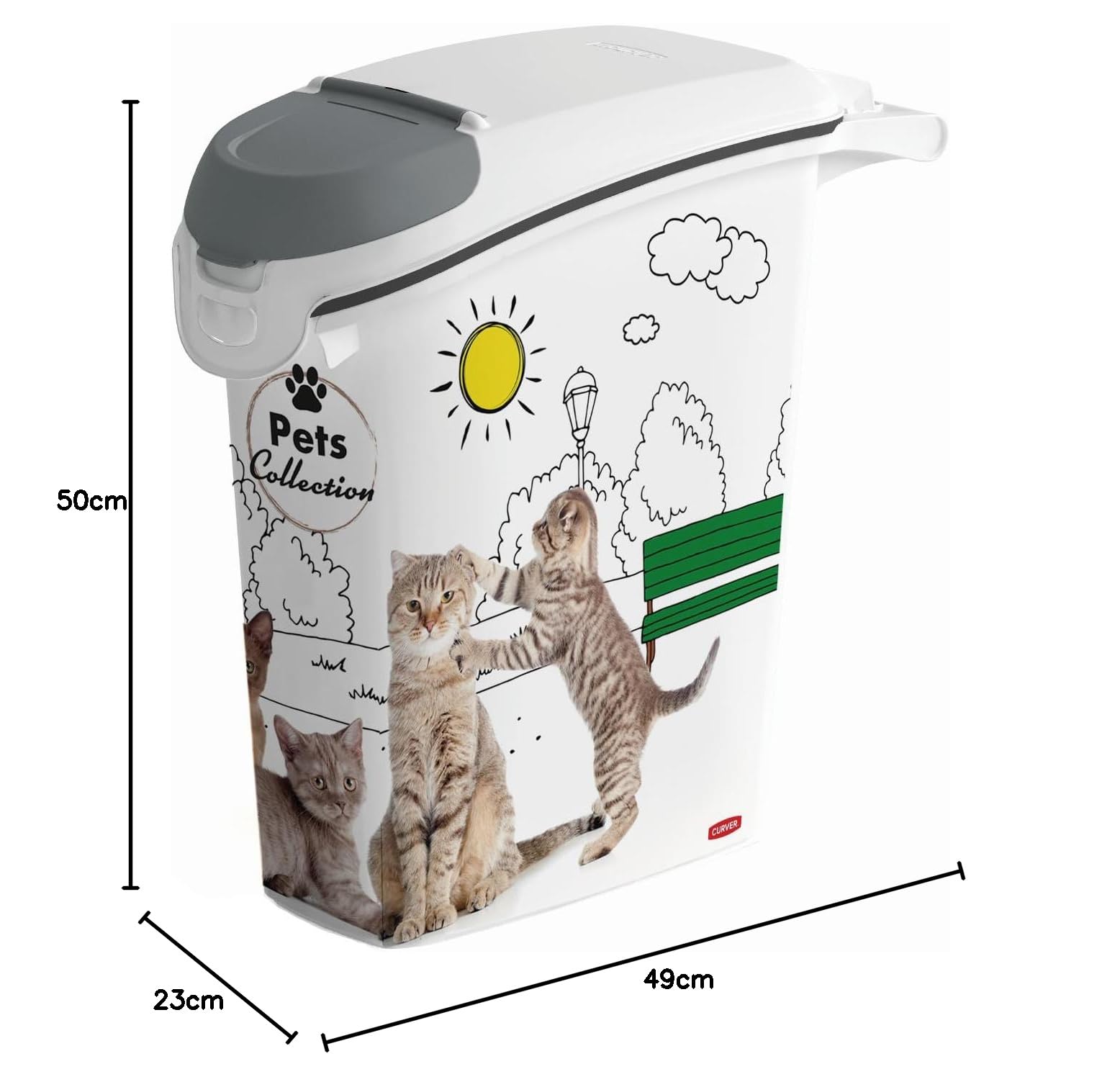 Curver PetLife Behälter für Katzenstreu 10 kg 50 x 23 x 49 cm Praktischer Tragegriff
