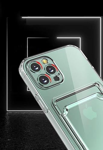 Miniatura 5 de Funda compatible con iPhone 12 Pro con soporte para tarjetas, funda transparente con ranura para tarjetas, ultrafina, suave, a prueba de golpes,