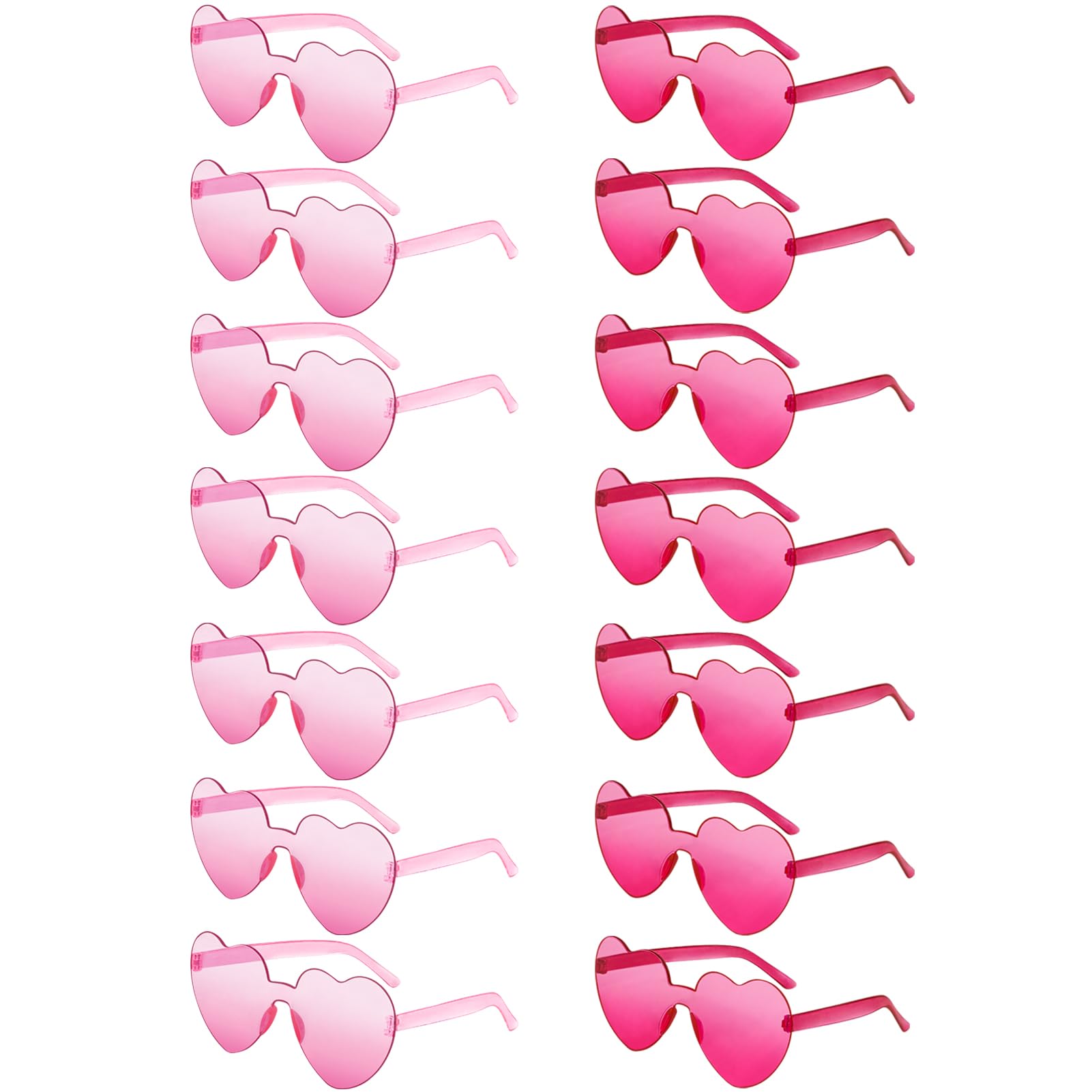 Geopty 14 Pack Heart Sunglasses for Women, Fun Cute Rimless Transparent Candy Color Heart Glasses Party Favors