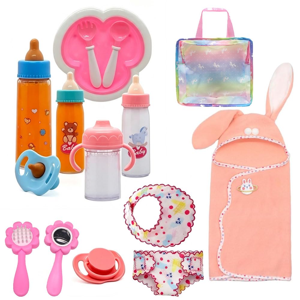 Zogxyc 14 Pcs Baby Doll Accessories Set, Baby Accessories for Dolls