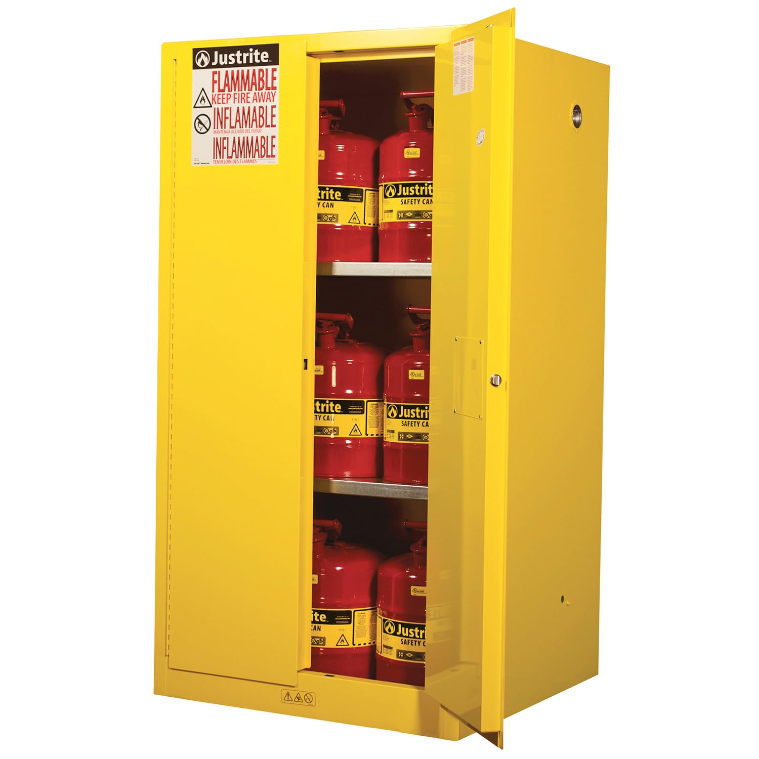 Justrite 60 Gallon Manual Close Flammable Storage Cabinet, 18 Gauge Steel