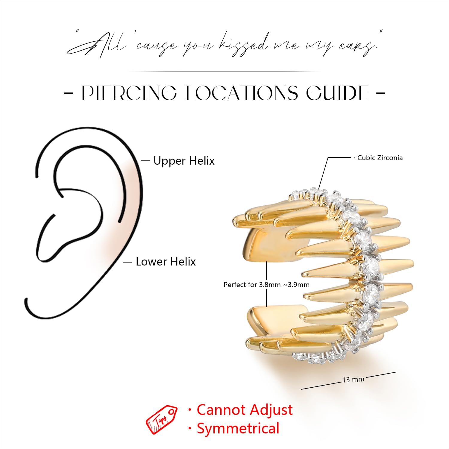 MYEARS Women Ear Cuff Earrings Gold Non Pierced Cartilage Clip on Open Wrap Hoop 14K Gold Plated Simple Hypoallergenic Everyday Jewelry - Image 5