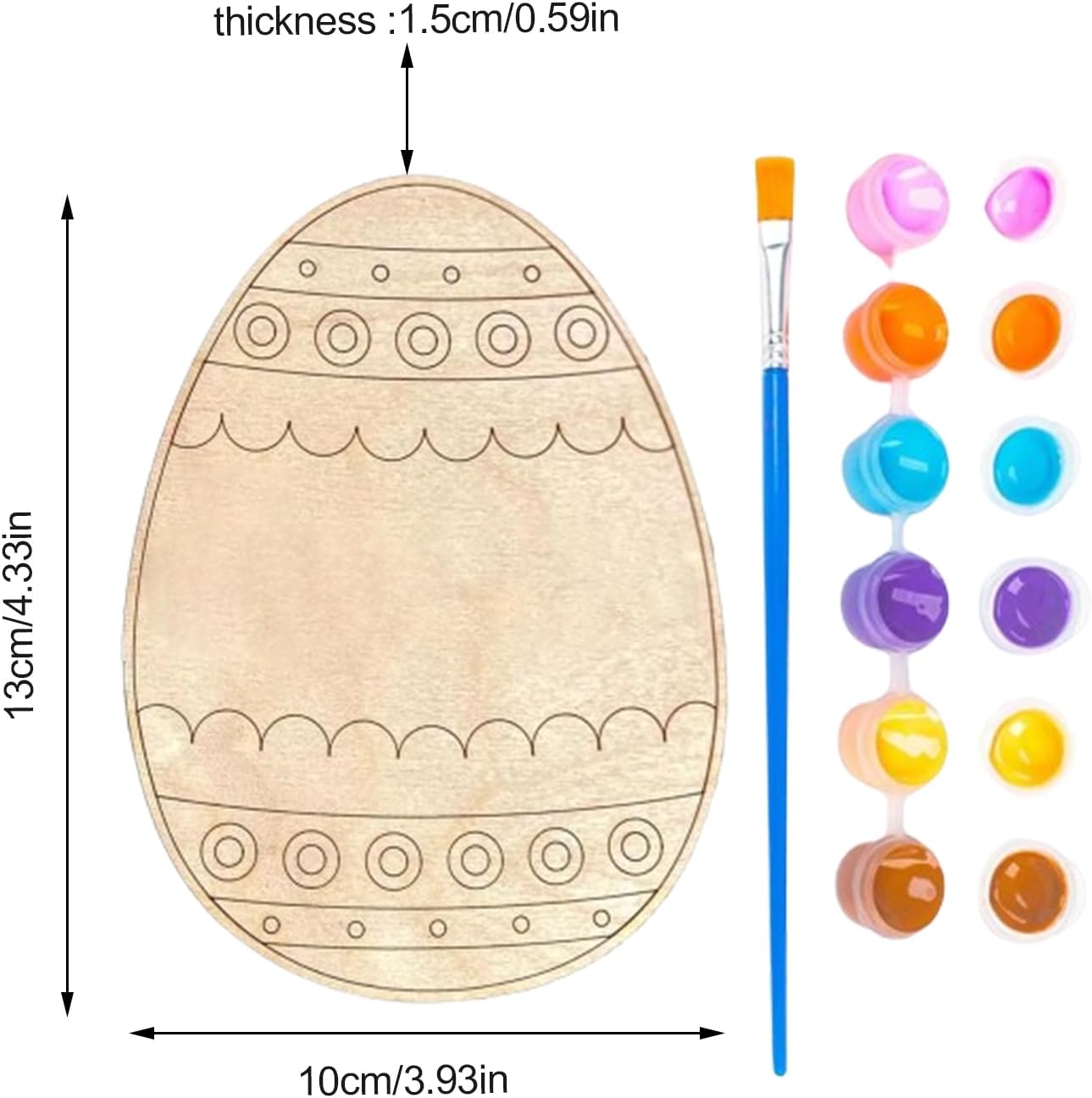 Egg Craft For Kids - Decorative Wood Easter Egg Art Craft With Brush | Paint Wooden Eggs Kit - Decoration Kit Easter Party Ornament For Children, Boys, Girls, Teens, Youth, Students