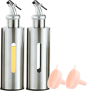 FEOOWV Olive Oil and Vinegar Dispenser Bottle Set for Kitchen,9.9oz Clear Plastic Olive Oli Carafe(290ml) with Pourers and Funnel (Large)