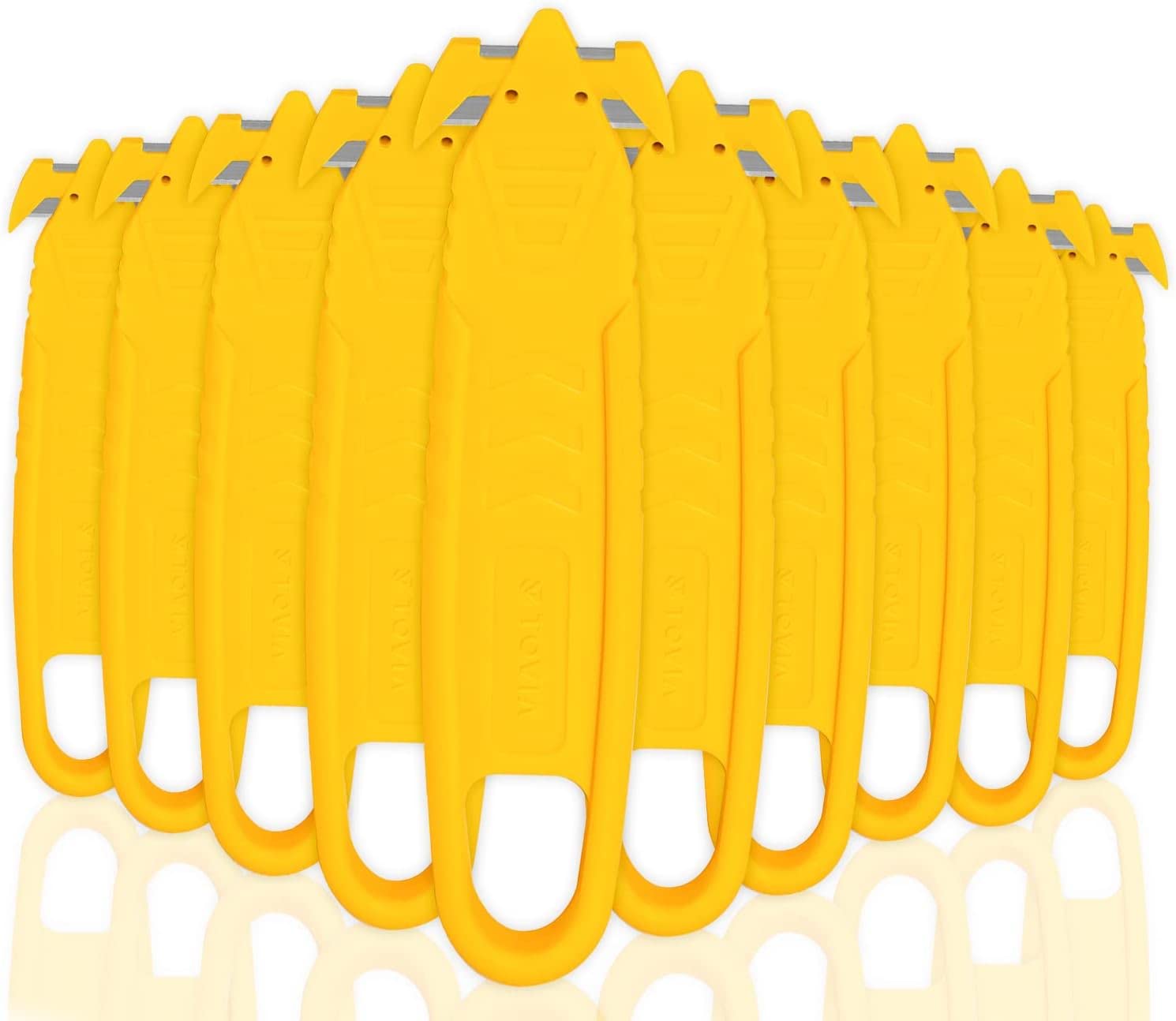 20 Pcs Safety Box Cutter T TOVIA Stainless Steel Concealed Blade Package Opener with Tape Splitter for Cartons, Cardboard, Wrap, Straps, Film