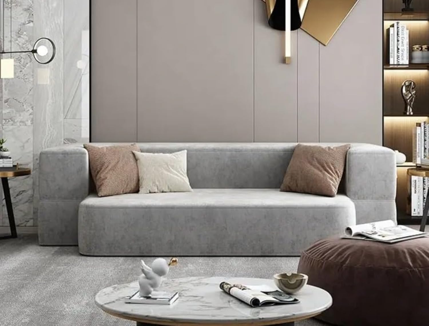 Good Luck Furniture Factory LLC Extensibil Solid Colors Living Room Sofas Modern Pull Out Bed Recliner Lounge Lazy Sofa Chair Nordic Divano Home Furniture (Grey)