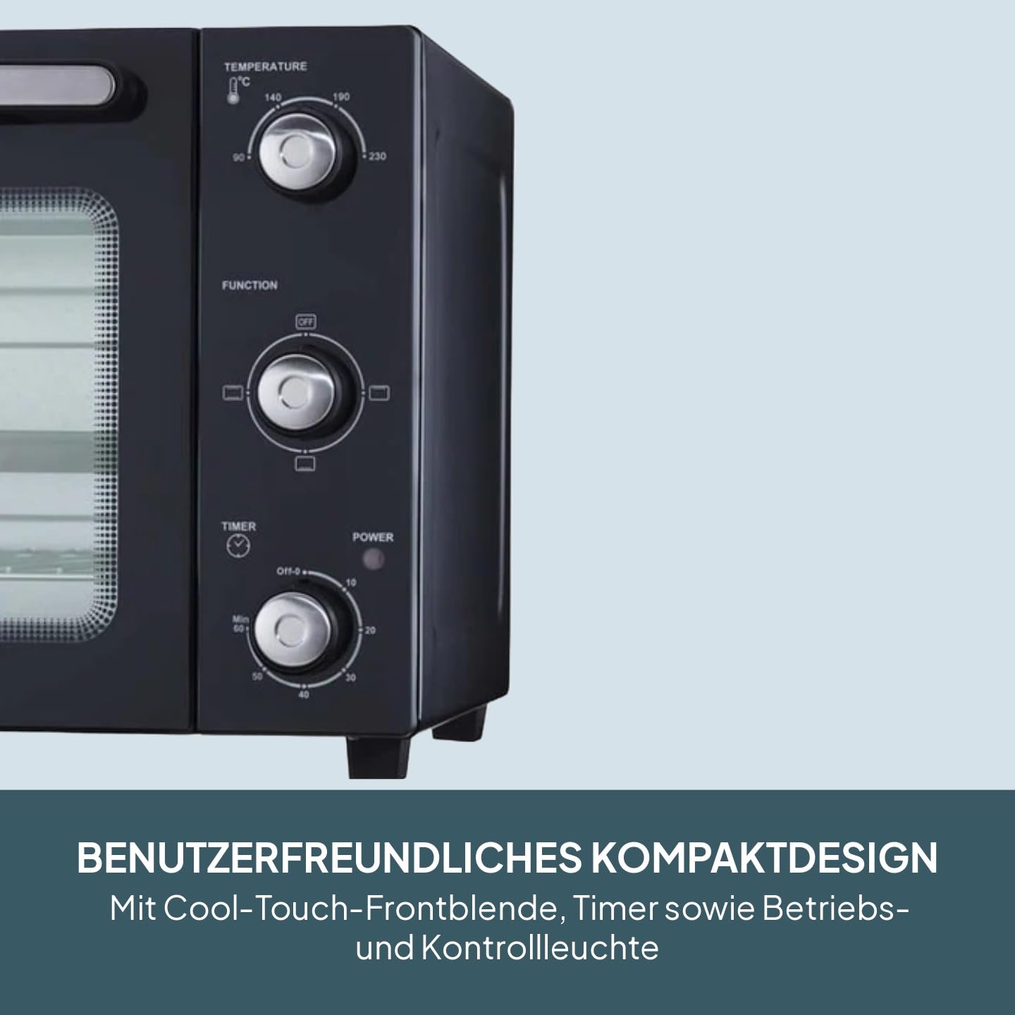 Cooks Professional Mini-Backofen | Elektrischer Multifunktions-Tischbackofen | 34 l Fassungsvermögen | 1500 W | Inkl. Bratpfanne & Gitterrost | Schwarz und Silber