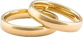 Par Aliança Banhada ouro 18K Tradicional 4mm Tungstênio