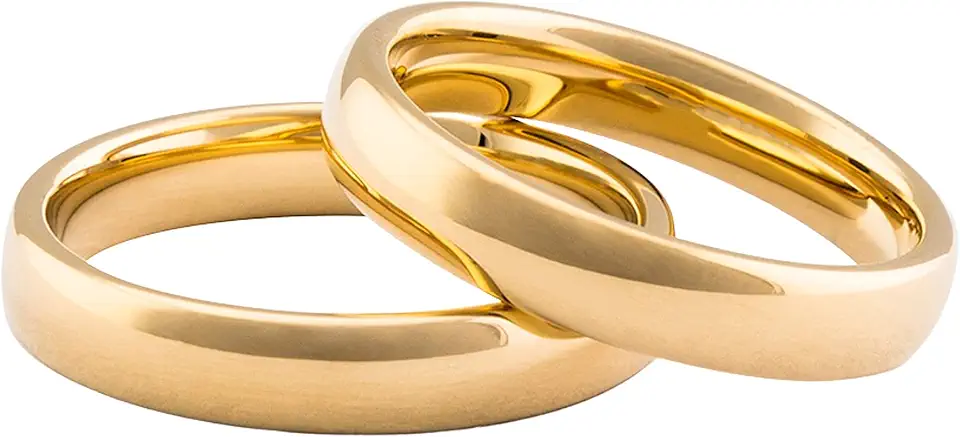 Par Aliança Banhada ouro 18K Tradicional 4mm Tungstênio