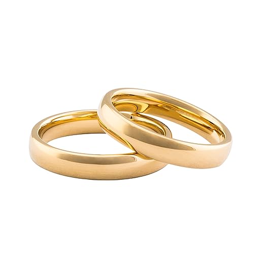 Par Aliança Banhada ouro 18K Tradicional 4mm Tungstênio