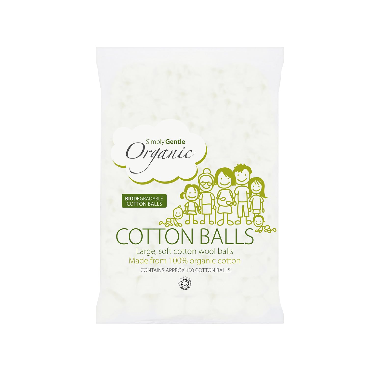 Simply Gentle Organic Cotton Balls – Soft, Hypoallergenic & High Absorbency | 100% Pure Cotton for Sensitive Skin, Baby Care, Makeup Removal & First Aid | Eco-Friendly, Ethically Sourced (100 Balls)