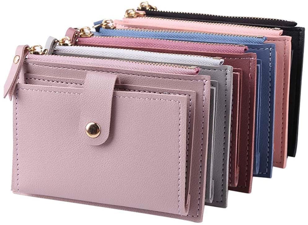 Women's Mini Bifold PU Leather Wallet - Black Small Purse with Card Slots, Zippered Coin Pouch & Hasp Closure3