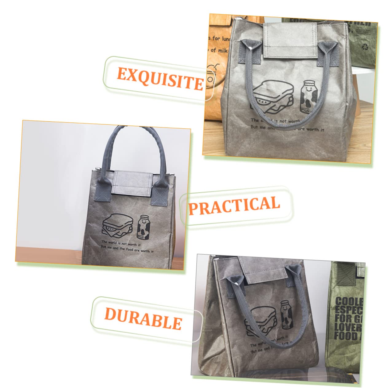 Ciieeo 4 Bolsas De Almuerzo Para Adultos Resistente Al Agua Bolsa Térmica Para Alimentos Bolsa De Mano Para Libros Para Mujeres Bolsa Térmica Para Almuerzo Bolsa De Trabajo Papel A