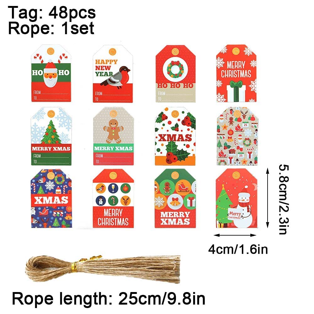 Weihnachtskraft-Geschenkanhänger, Anhänger 144 Kraftpapieranhänger mit 50 Juteschnur Weihnachtskraft-Weihnachtsanhänger mit Schnur Kraftgeschenk-Geschenkanhänger für Weihnachtsbaum, Geschenkdekorati