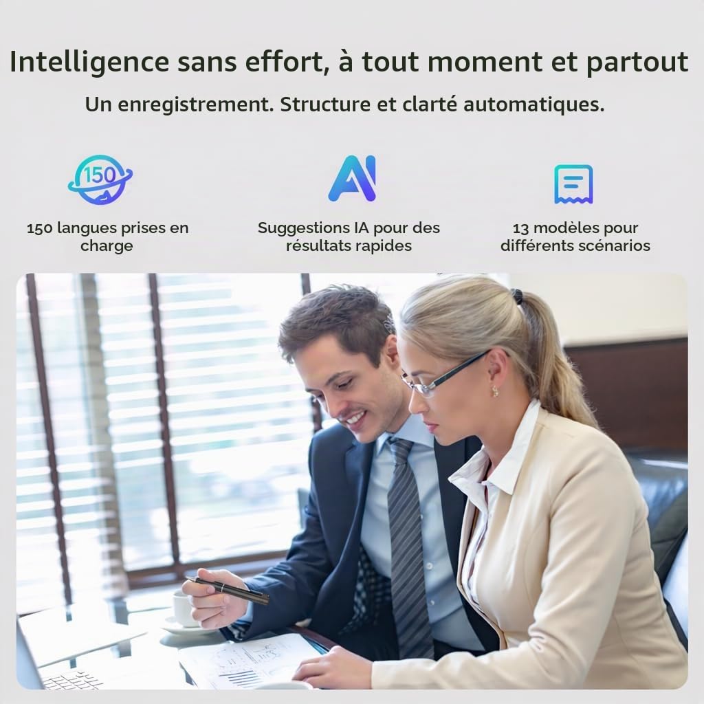 SKARA Dictaphone IA avec Transcription, Enregistreur Vocal 150 Langues avec Résumé IA & Cartes Mentales, Mini Enregistreur Audio pour Réunions, Cours et Interviews