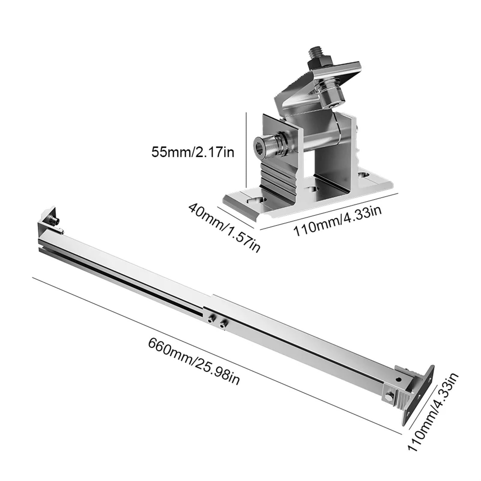 Uchwyt do montażu paneli słonecznych z możliwością pochylenia, aluminiowy, regulowany uchwyt dachowy, kąt 15-30 stopni, stojak do montażu paneli słonecznych na płaskiej powierzchni, 1 zestaw