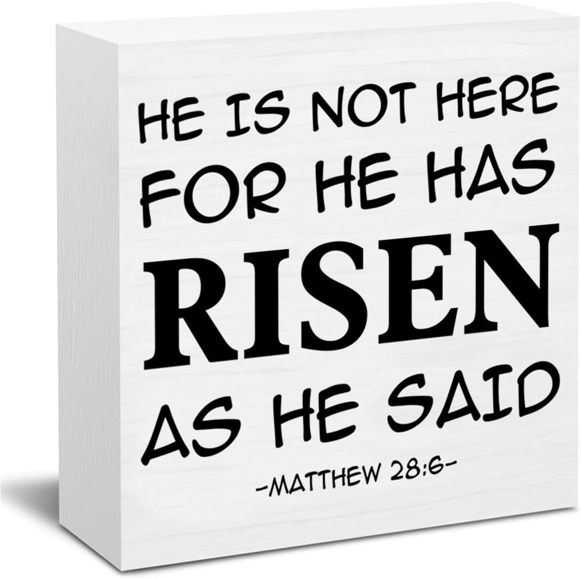 Matthew 28: 6 Box Sign 7x7 Inch Wooden Christian Easter Decor