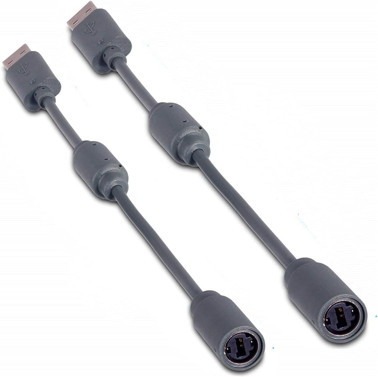 2 Pack Dongle USB Breakaway Cable for Xbox 360 Wired Controllers - Dark Grey