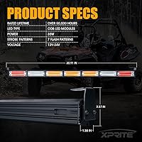 Vista 7 de Xprite - Barra de luz LED estroboscópica de 30 pulgadas para UTV RZR, con función de luz de freno, reversa y direccional, barra de luz de seguridad
