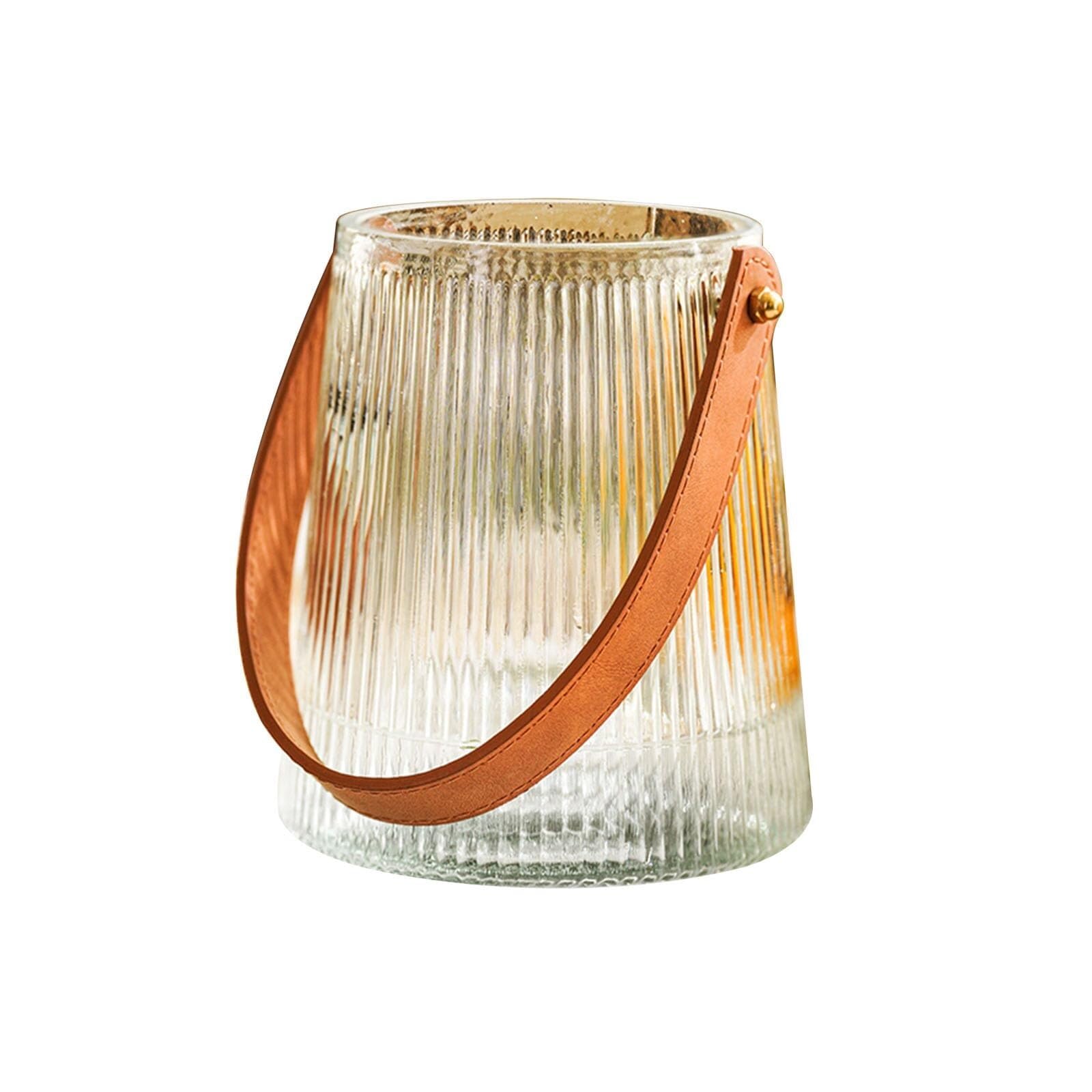 Entryway Decor Glass Vases Fashion Vase With Handle Decoration for Living Room Unique House Gifts(Clear a,H 15.5CM)