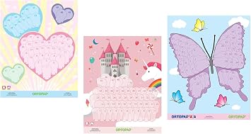 Ortopad Girls Reward Poster Pack, includes 3 posters, Hearts/Castle/Butterfly