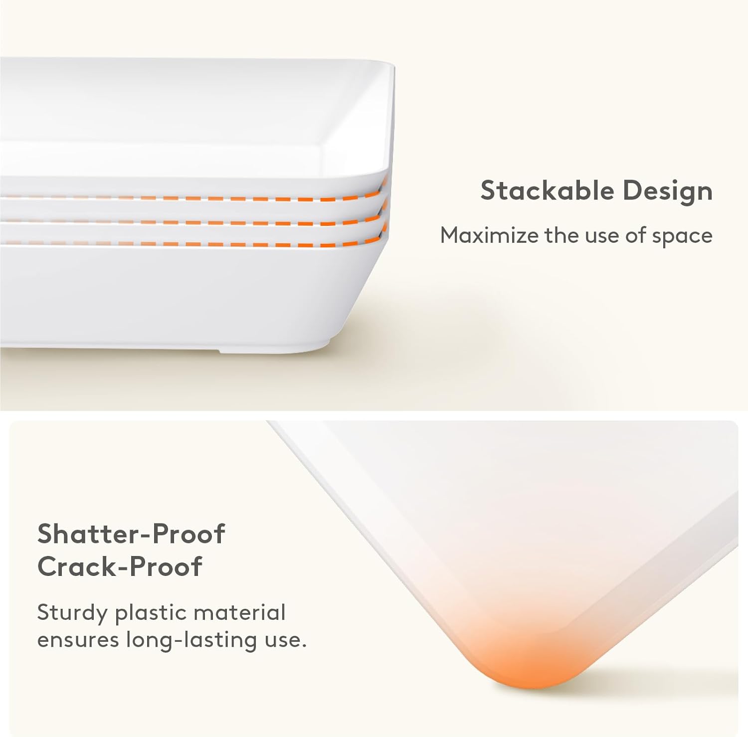 Lifewit Serving Tray for Party Supplies, Reusable Serving Platter for Catering, Snack, Fruit, Charcuterie, Appetizer, Plastic Food Trays, Hosting Essentials, BPA Free, White, 8 Pcs, Large(15" x 10")