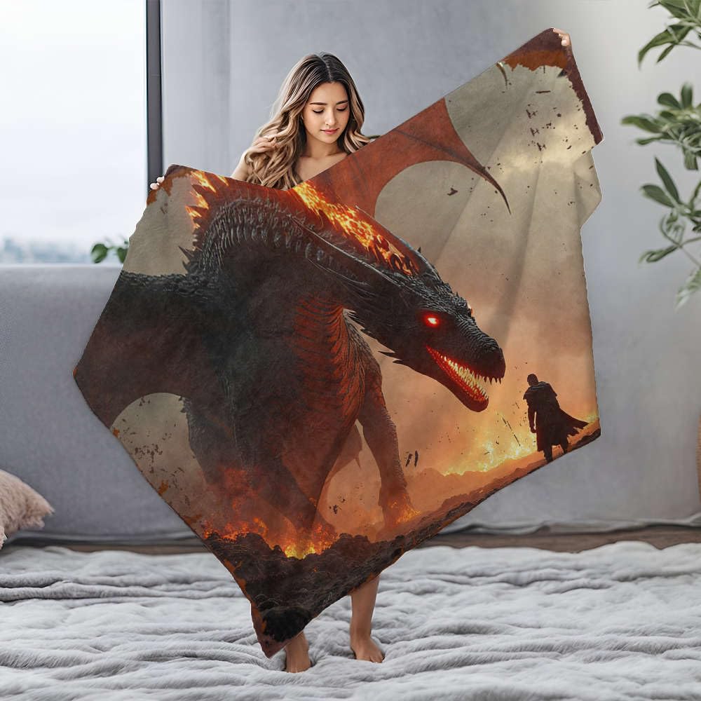 Couverture imperméable flanelle contre humidité sol plaid dragon