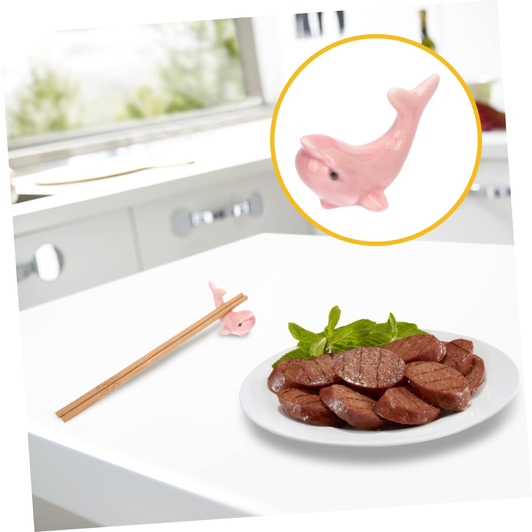 HEALLILY 6Pcs Cute Animal Ceramic Chopstick Holders Porcelain Spoon Rest for Dining Table Decor Elegant Design Dolphin Shape Functional and Stylish Kitchen Accessories