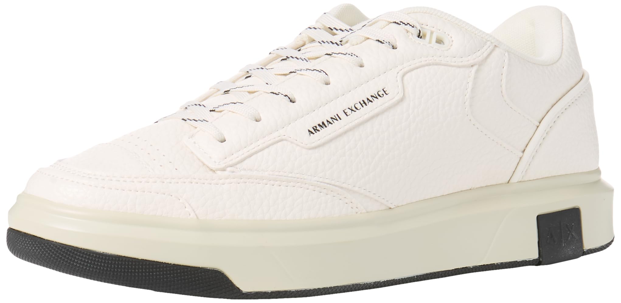Armani Exchange Men's Venice, Logo Tab on Sole Trainers, Off White, 43 EU