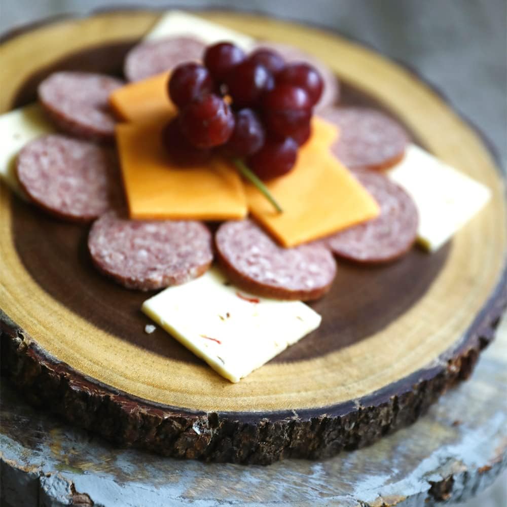 Cutting Board – Round Wooden Charcuterie Board for Serving Crackers, Cheese, Hors D'oeuvres, Fruit and Bread – Natural Wood Cutting Boards for Kitchen