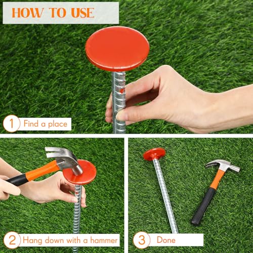 Otoolling 12 Pcs 12 Inch Galvanized Survey Stakes Heavy Duty Rebar Low Profile Hi Vis Red Green Blue White Property Line Markers for Lawn, Garden, Landscaping, Weed Barrier, Securing Fences and More by Otoolling - Image 4