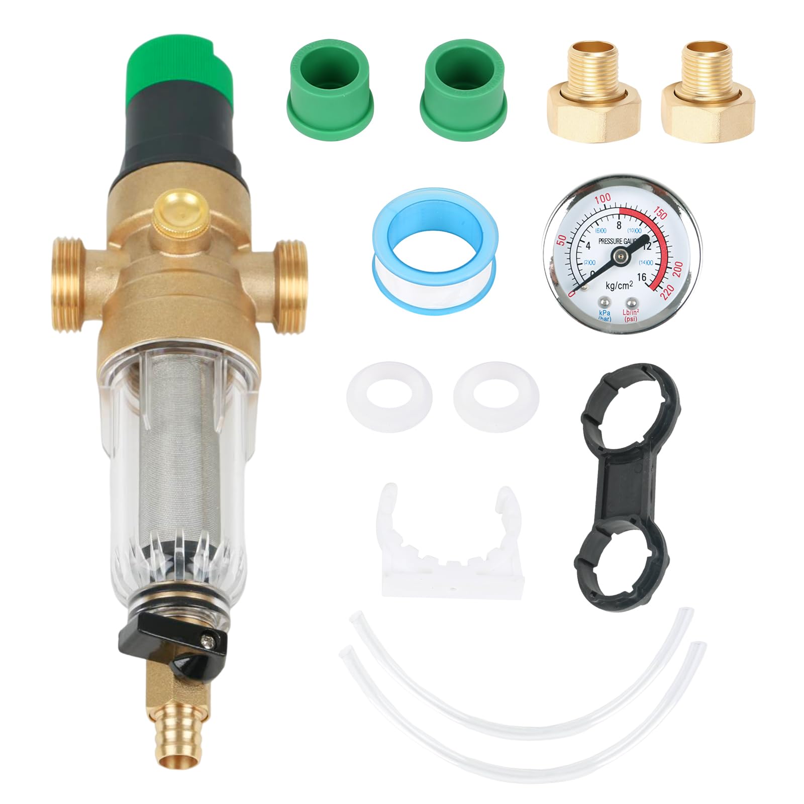 Reductor de presión de agua,filtro de retrolavado FK06,reductor de presión de 1 pulgada,manómetro + medidor,reductor de presión de agua con filtro autolimpiante,regulador de presión de agua