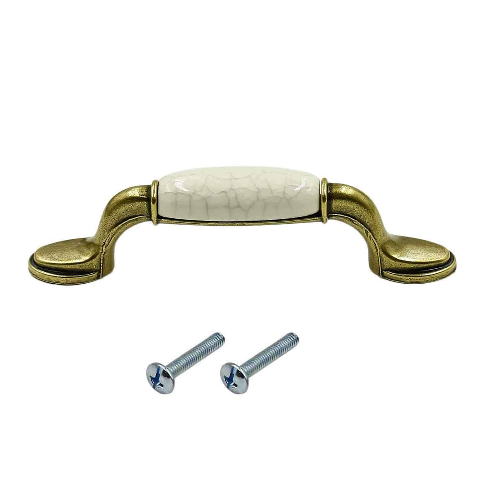 LC LICTOP 5.63 Inch Antique Brass Ceramic Drawer Handles 6Pcs, 3.78 Inch Hole Center Vintage Dresser Pulls - Image 3