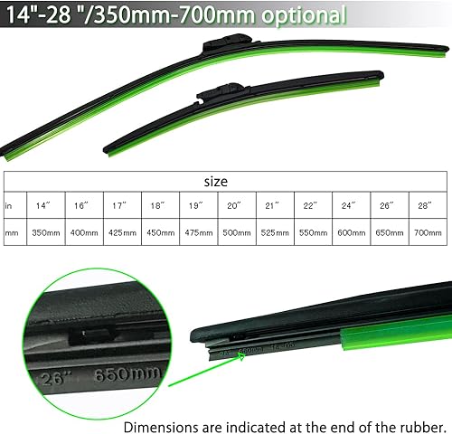 Miniatura 6 de PGMARO Limpiaparabrisas de coche de 26 pulgadas + 19 pulgadas para coche camión, furgoneta, SUV para todas las estaciones durable estable y
