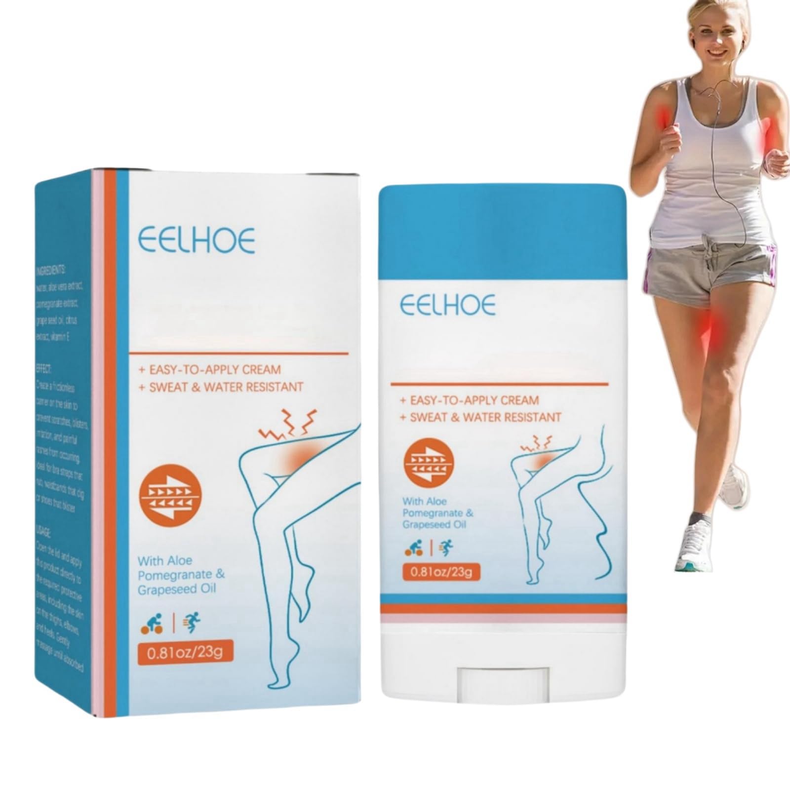 Waterproof Glide Anti Chafing Stick,Anti Chafe Stick,Anti Chafing Cream,Anti Chafe Balm,Anti Chafe Gel,Running Chafe Stick for Heel,Thigh Rescue Anti Friction Stick,Skin Protection