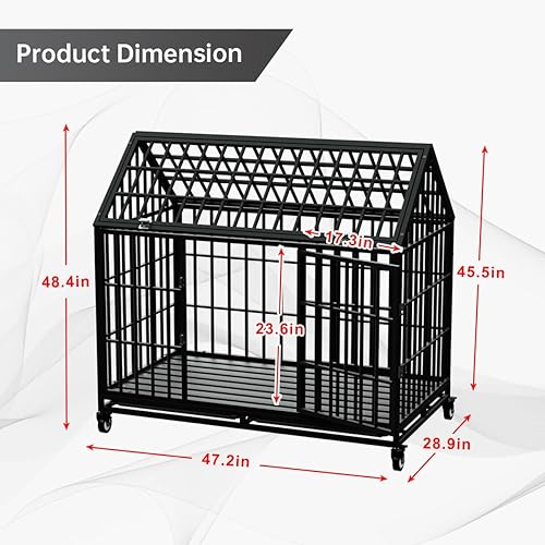 Miniatura 2 de Jaula de perro resistente de 5448 pulgadas, jaula grande para perros, perreras y jaulas de metal fuerte para perros grandes, apertura superior con