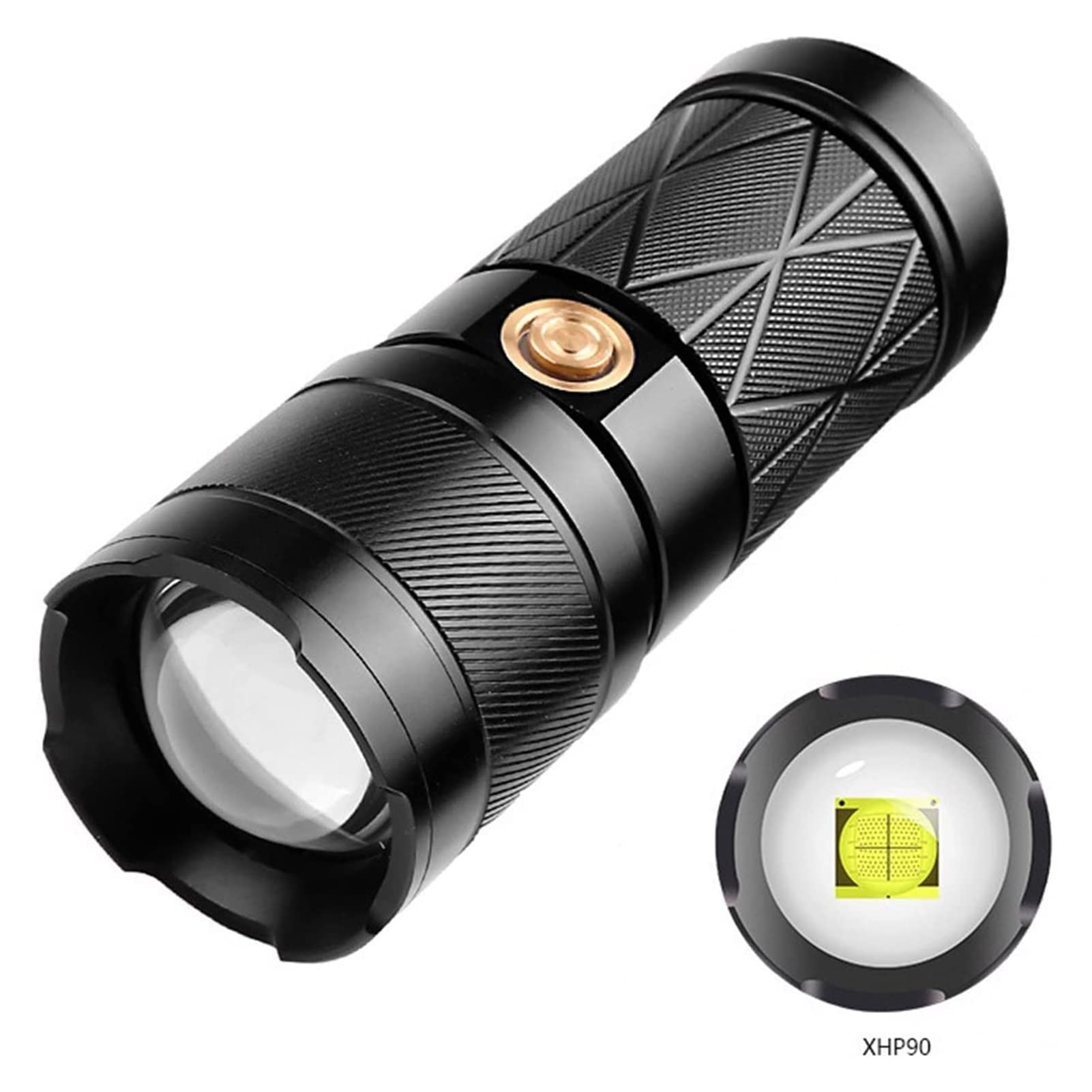 1800 lumen rechargeable waterproof tactical led flashlight Flashlights High Lumens Super Bright Lumens Zoomable with Batteries Powerful Handheld Flashlight for Camping Emergencies : Sports & Outdoors Size:32
