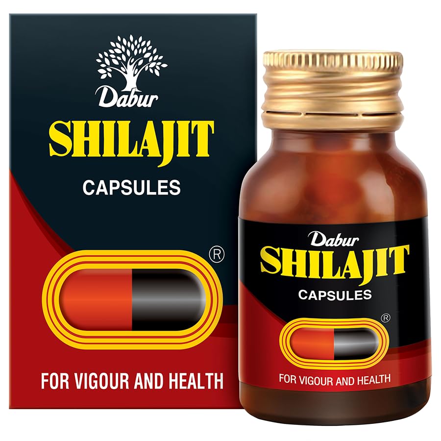 Image of Dabur Shilajit Ayurvedic Capsules - 30 capsules | Pure Shilajit with Antifatigue and Anti Inflammatory Benefits | For Vigour, Strength and Ayuvedic Health | Immunity Booster