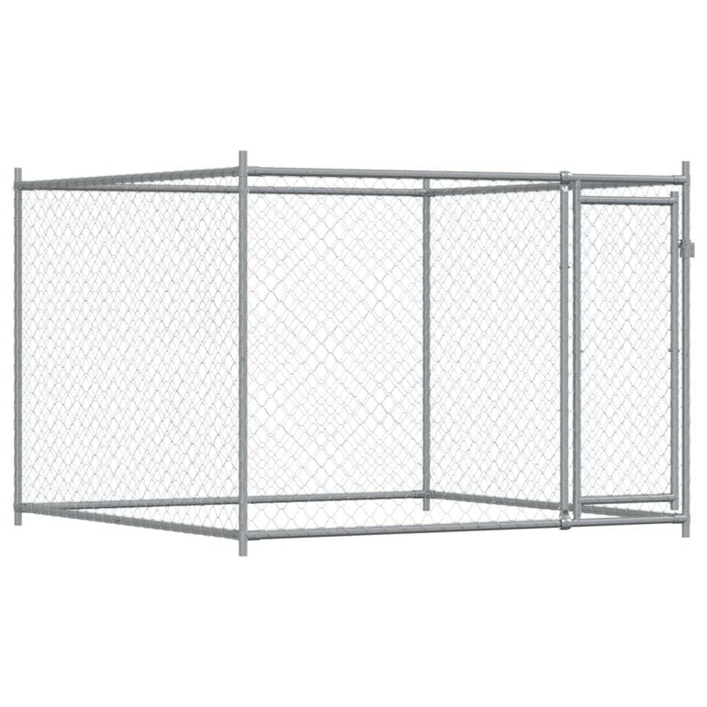 Perrera para perros con puertas gris de acero galvanizado 10 x 2 x 1,5 m, parque estable para perros y cachorros, barrera impermeable y protección en el jardín, ideal para entrenamiento y
