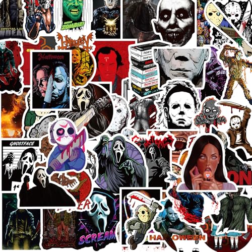 103 PCS Horror Stickers Horror Movies Stickers Waterproof Vinyl Scary Movie Spooky Party Decorations Halloween Gifts Sticker for Laptop Water Bottle Bumper Helmet Journal Phone