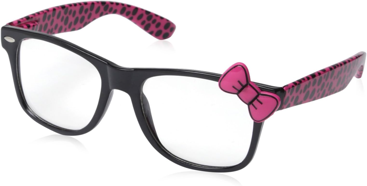 Hello Kitty Polka Dots Wayfarer Clear Lens Glasses Nerd Retro 80's Pink
