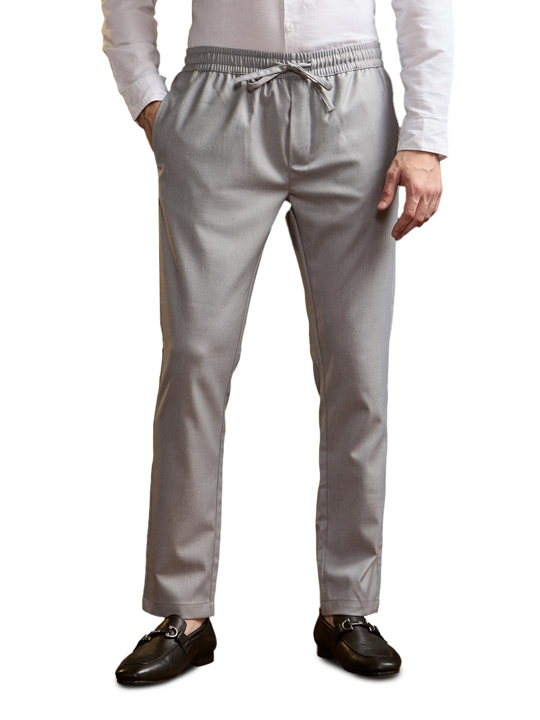 the bear house Men's Solid Slim Fit Formal Trouser with Elastic Waistband-picture-32