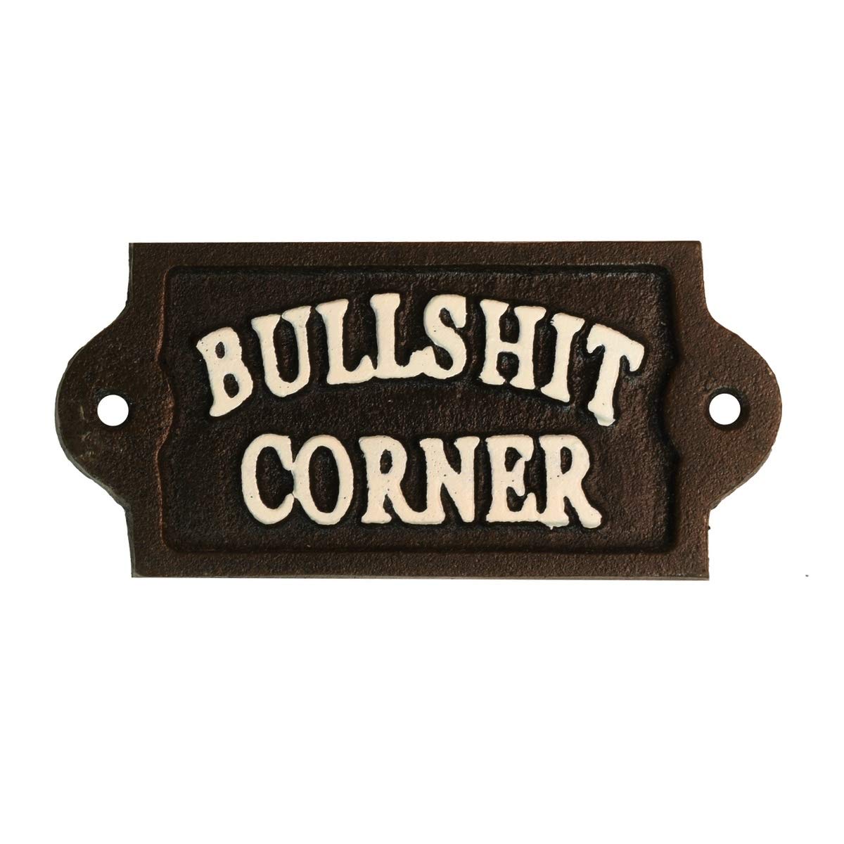 TG,LLC Funny Cast Iron Bullshit Corner Wall Sign Garage Shop Plaque Rustic Home Bar Pub Decor