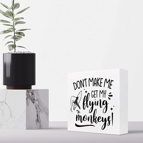 Miniatura 4 de z-crange Letrero de madera con texto en inglés "Don't Make Me Get My Flying Monkeys", divertido letrero de madera sarcástica para decoración de