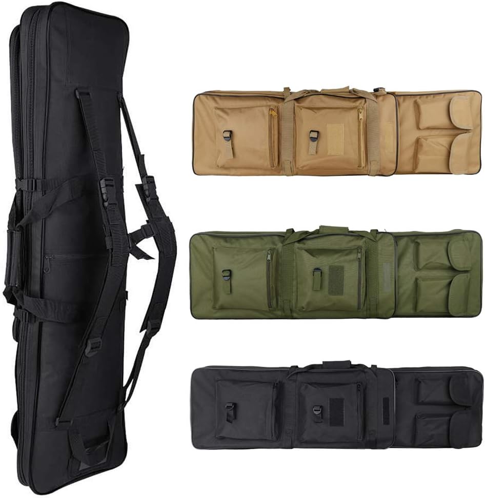 39" Double Rifle Bag Outdoor Airsoft Sport Tactical Gun Soft Case Padded Rifle Carbines Shotgun Protection Storage Carry Backpack (Tan)
