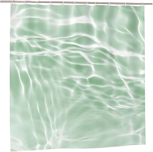 Cortina de ducha de plástico con ondas de piscina, 72 x 72 pulgadas, cortinas de ducha extra largas para baño, juego de cortinas de baño con