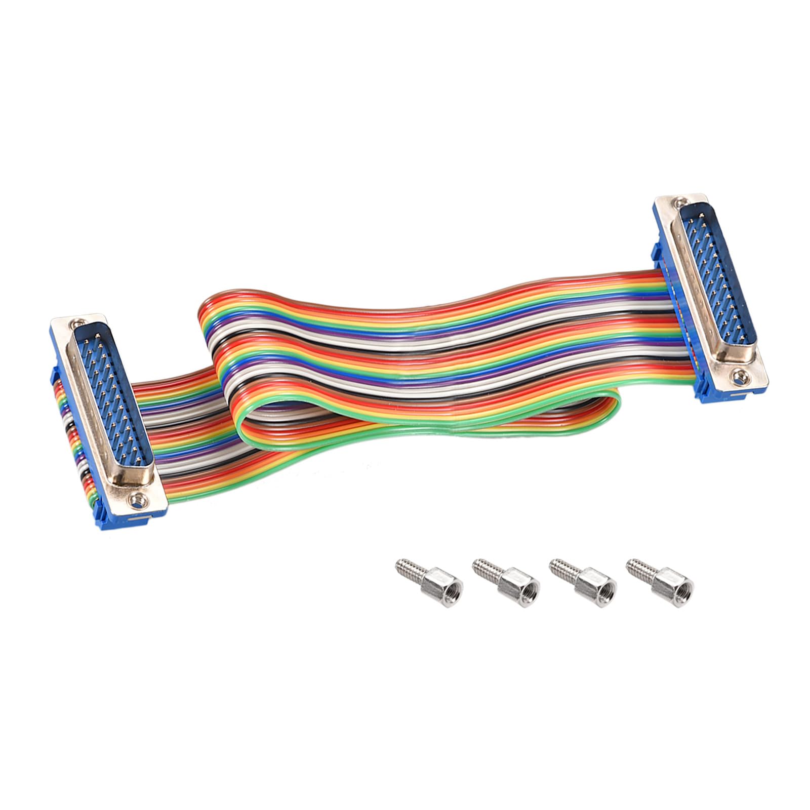 DMiotech 1 Pack 25 Pins IDC Flat Ribbon Cable 30cm Length 2.54mm Pitch DB25 Male to Male Breadboard Jumper Wires for Electronic Projects